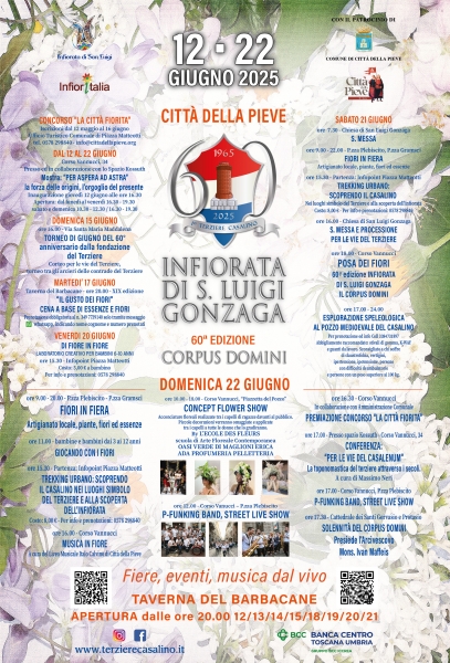 Programme de l'Infiorata di San Luigi Gonzaga à Città della Pieve