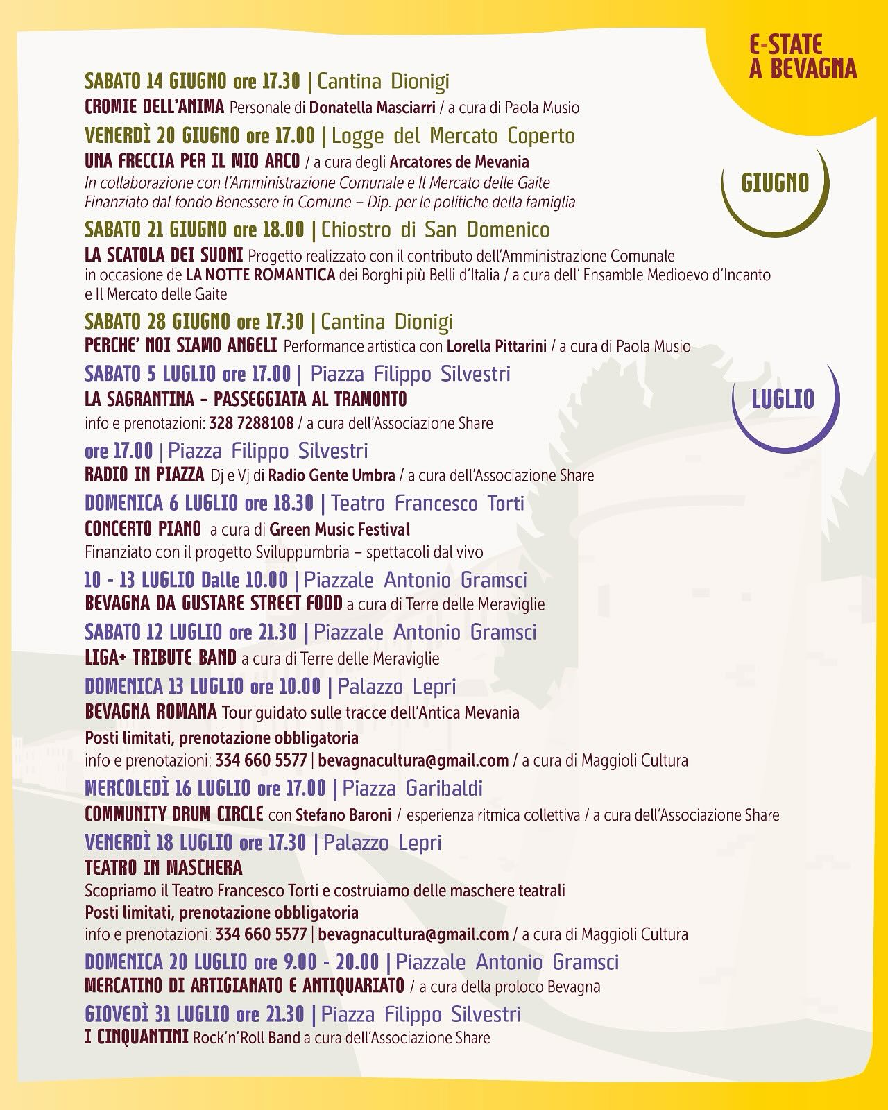 Programme de E-state a Bevagna à Bevagna