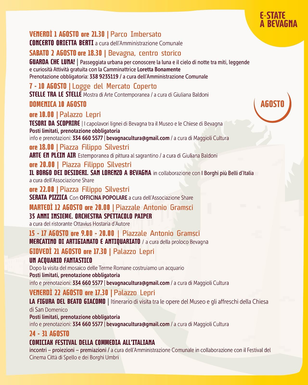 Programme de E-state a Bevagna à Bevagna