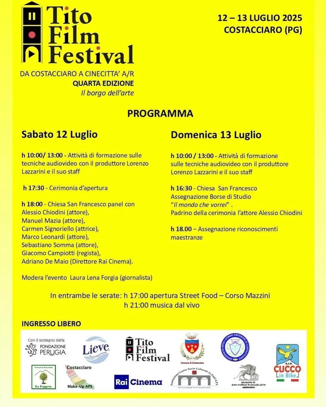 Programma del Tito Film Festival a Costacciaro