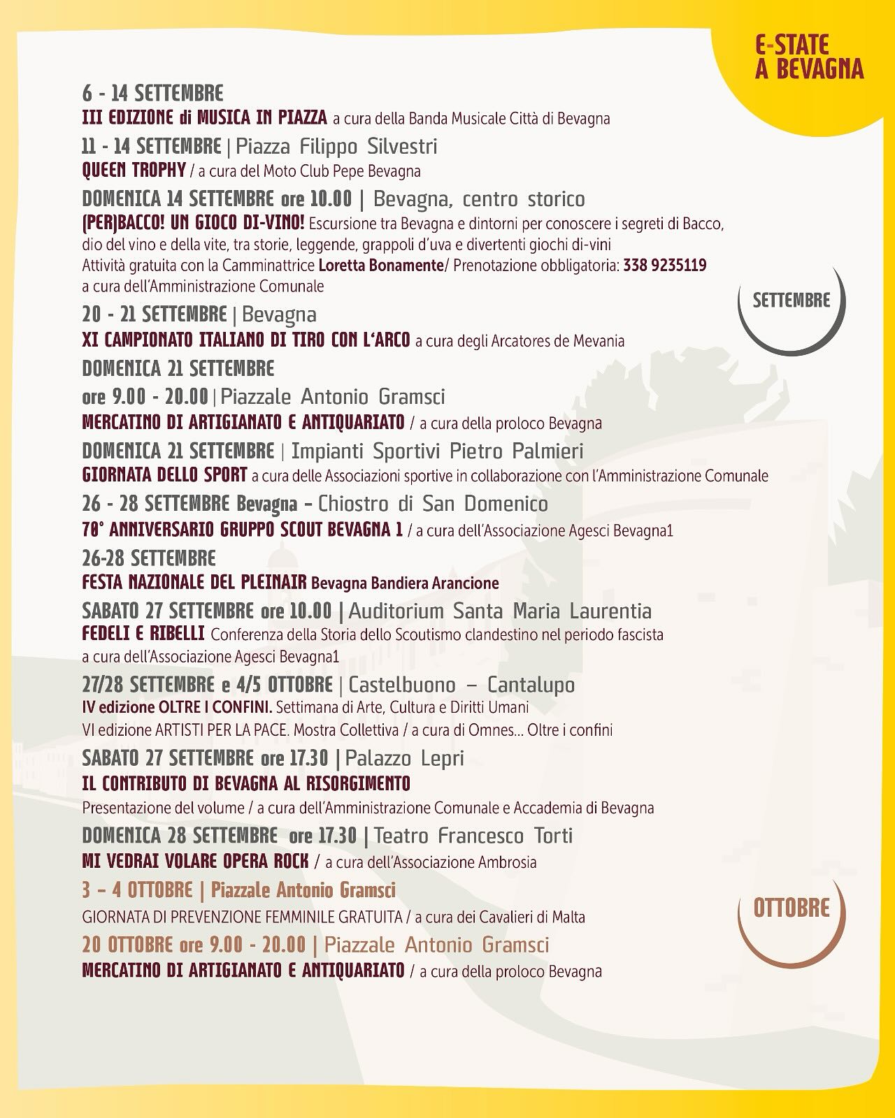 Programme de E-state a Bevagna à Bevagna