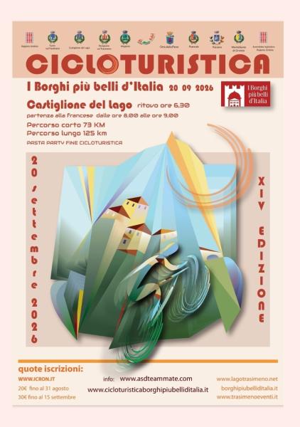 Plakat cicloturistica dei borghi più belli d'Italia 2026 in Castiglione del Lago