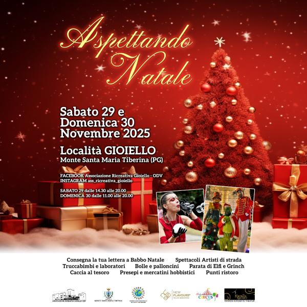 Locandina di Aspettando Natale 2025 a Monte Santa Maria Tiberina