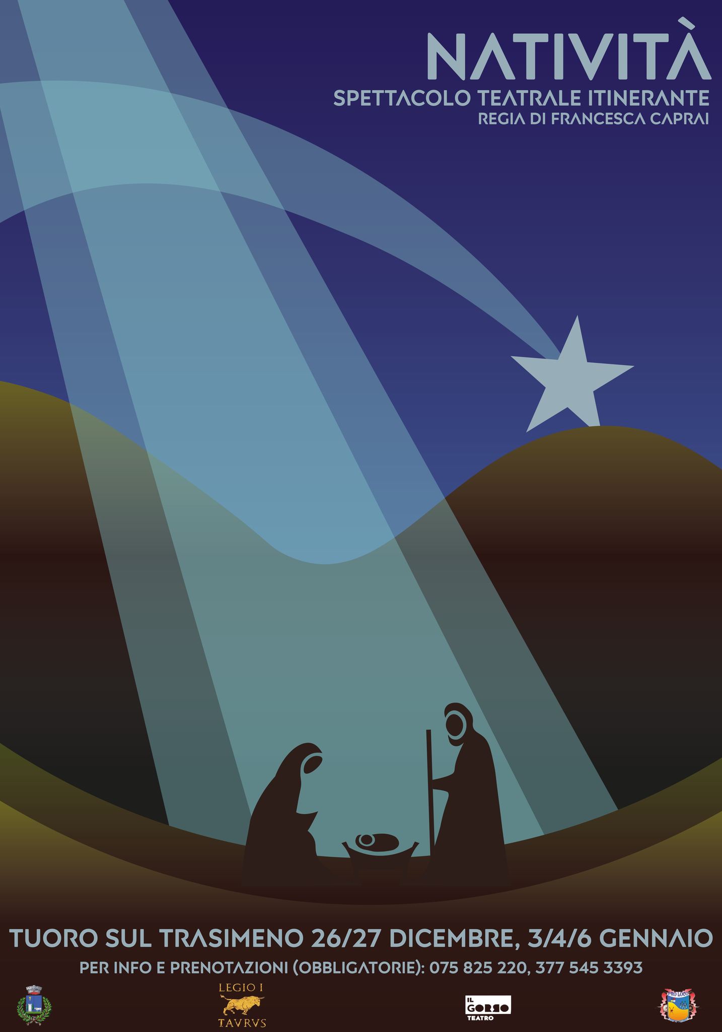 Poster of itinerant theatrical performance Natività in Tuoro