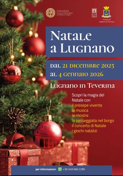 Locandina di Natale a Lugnano 2025 a Lugnano in Teverina