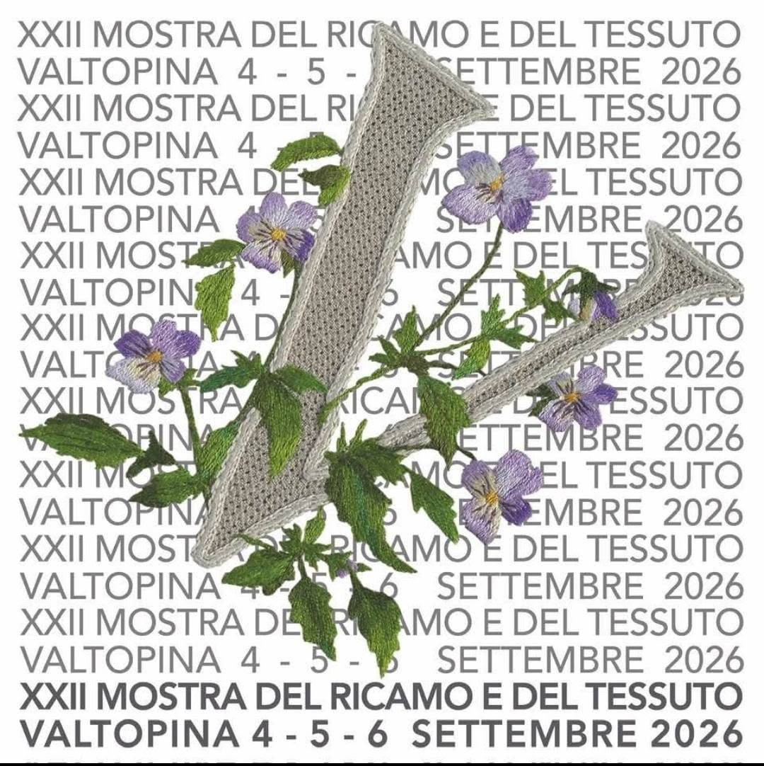 Locandina della Mostra del Ricamo e del Tessuto a Valtopina