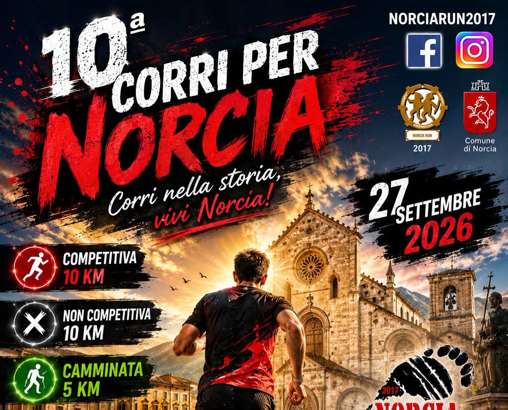 poster corri per norcia 2026