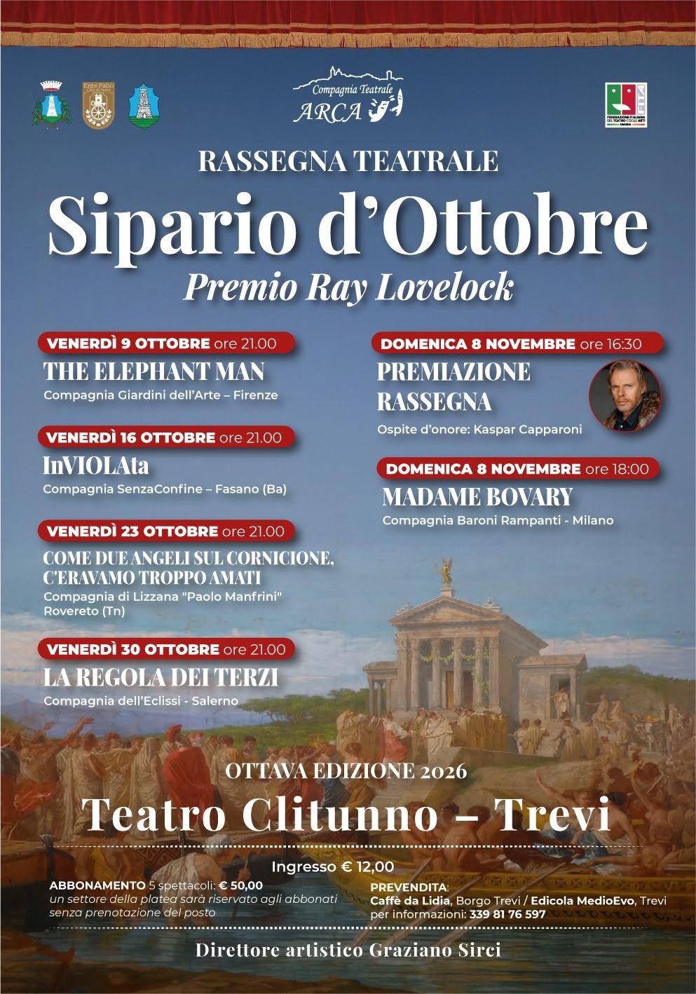 Locandina di Rassegna Teatrale "Sipario d'Ottobre" - Premio Ray Lovelock 2025 a Trevi