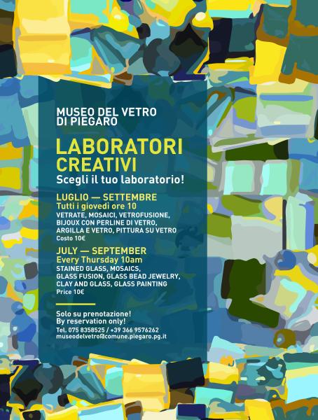 poster laboratori creativi museo del vetro piegaro 2026