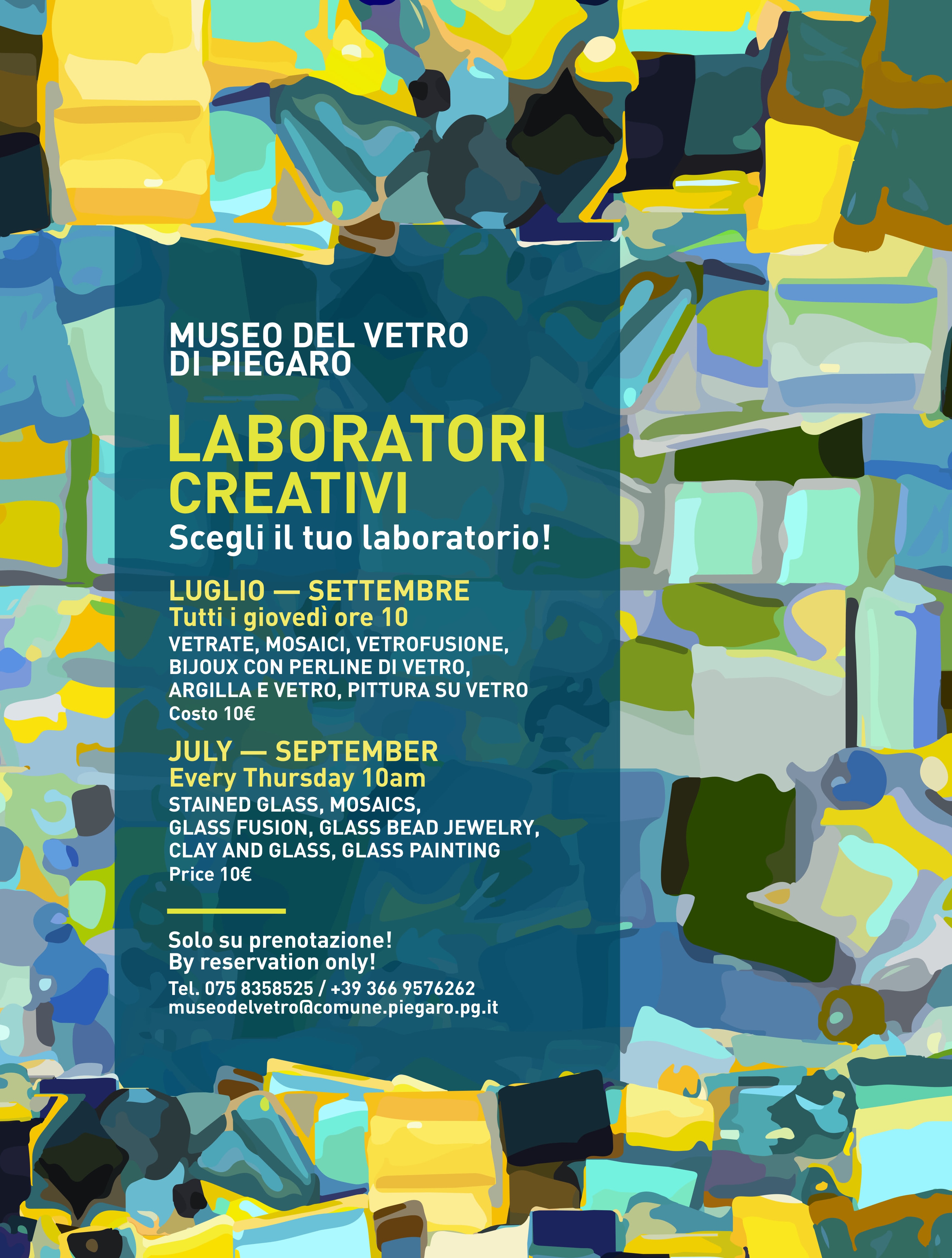 poster laboratori creativi museo del vetro piegaro 2026