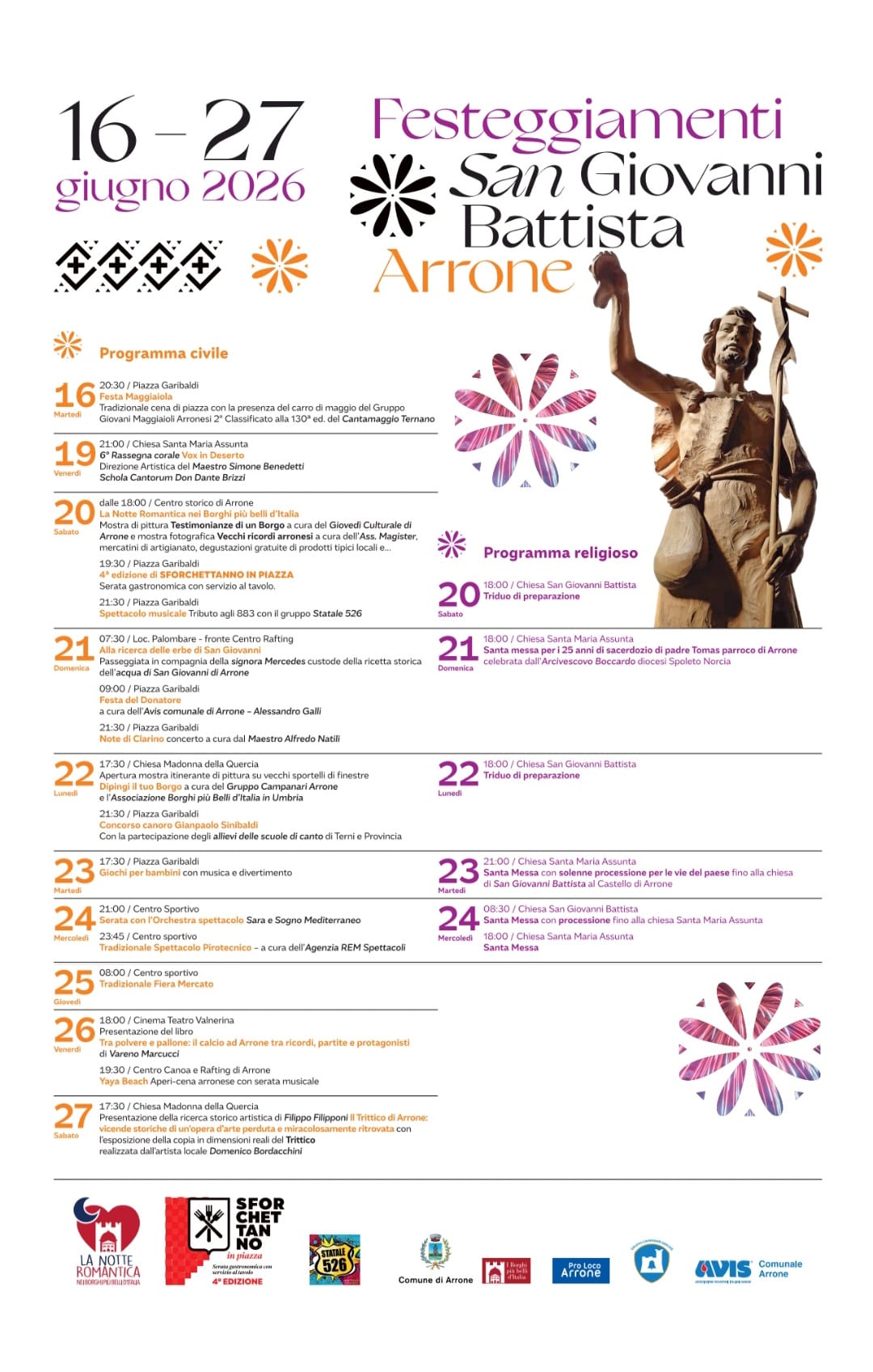 Programme of Festeggiamenti di San Giovanni Battista in Arrone