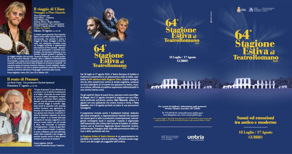 Programma della 64ª Stagione Estiva al Teatro Romano a Gubbio