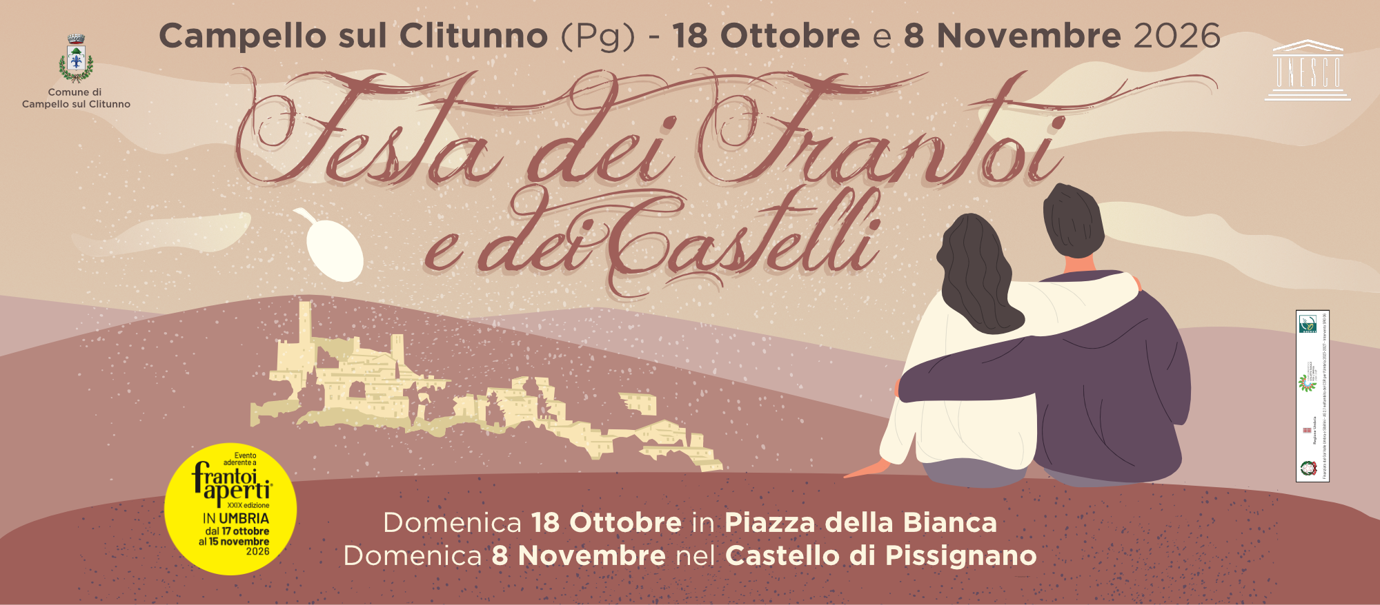 Locandina della Festa dei Frantoi e dei Castelli a Campello sul Clitunno