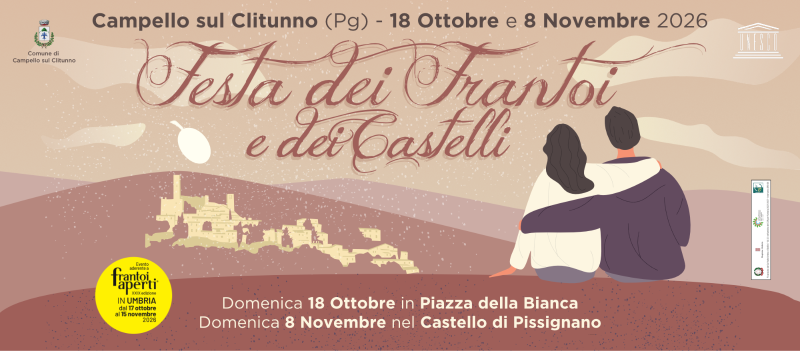 Locandina della Festa dei Frantoi e dei Castelli a Campello sul Clitunno