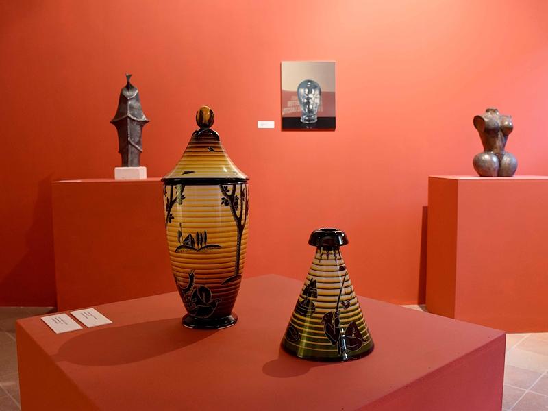 Decorated vases, sculptures and other works from the Pillitu Bequest displayed in the Tifernate Collecting section of the Art Gallery.