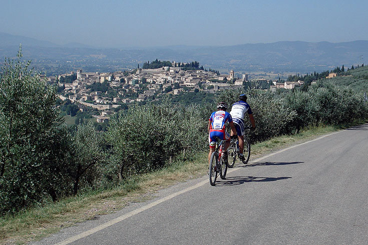 Assisi, Spello and the steep slopes of Mt. Subasio