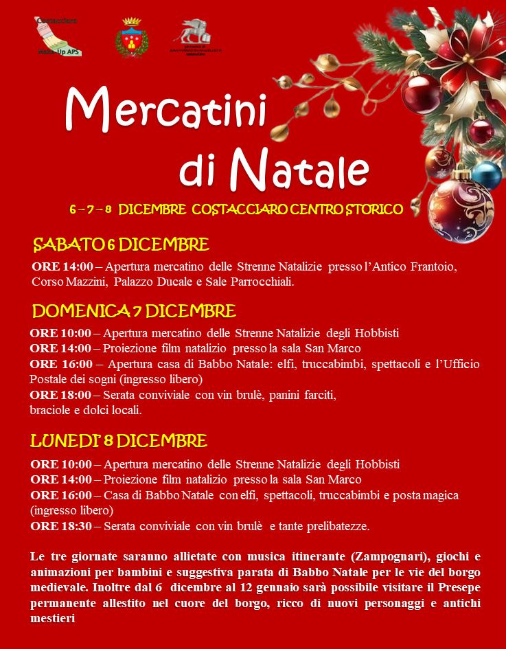 playbill Mercatini di Natale a Costacciaro 2024 - Costacciaro
