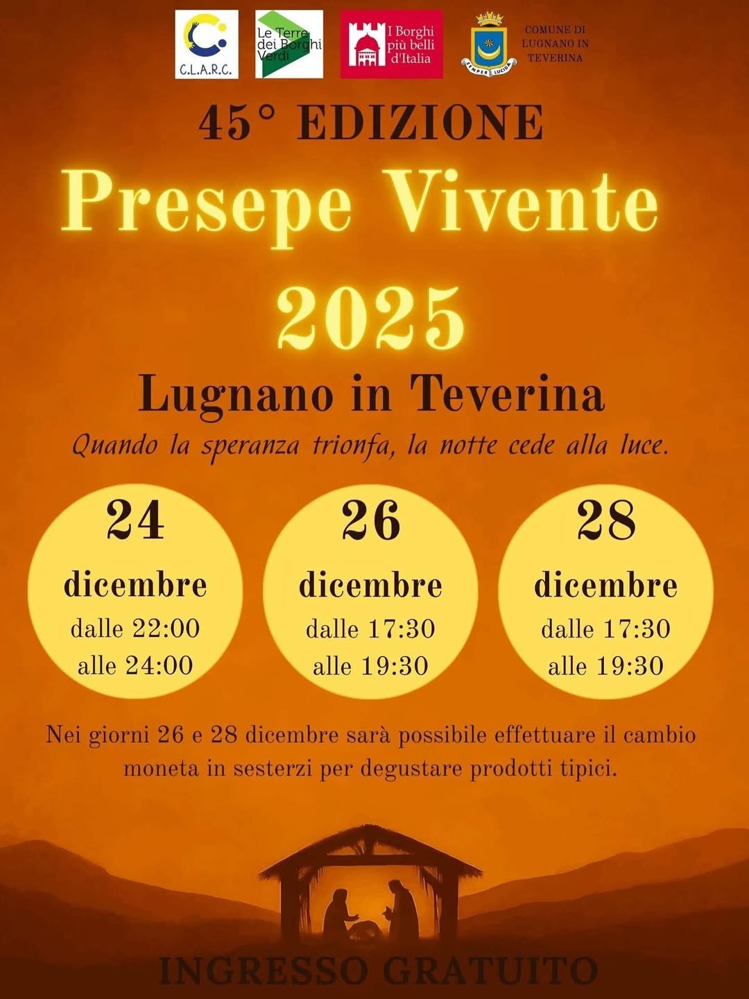 playbill Living Nativity 2024 in Lugnano in Teverina - Lugnano in Teverina
