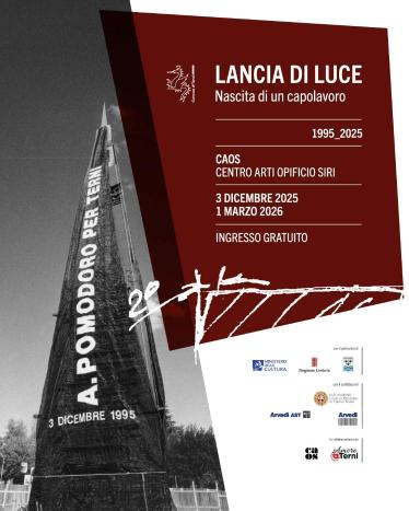Poster of the exhibition Lancia di luce. Nascita di un capolavoro in Terni