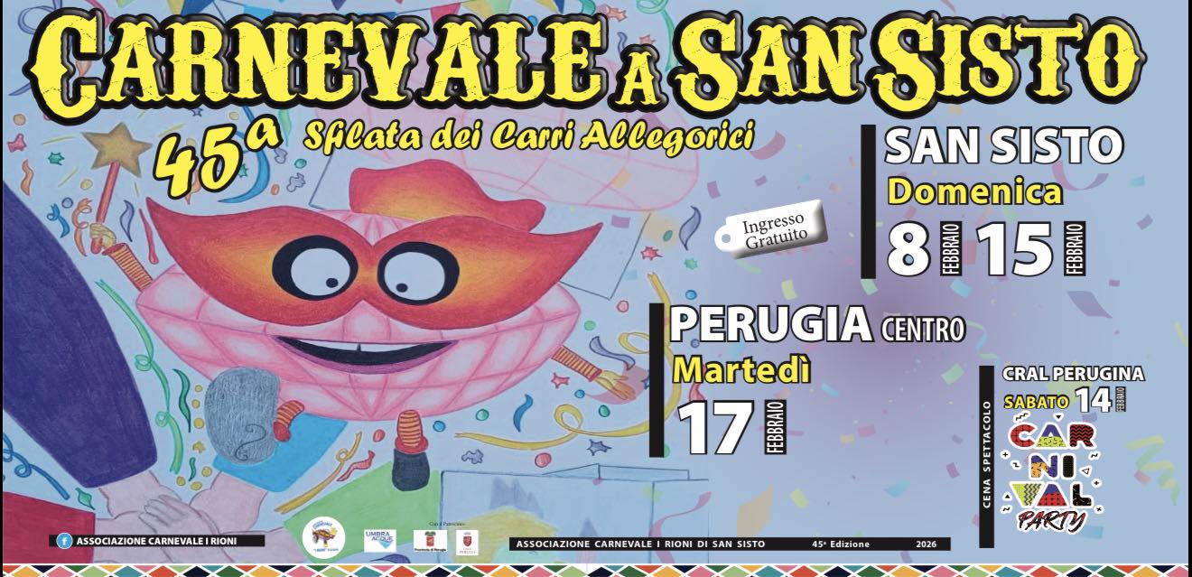 Poster carnevale di san sisto 2026 in Perugia