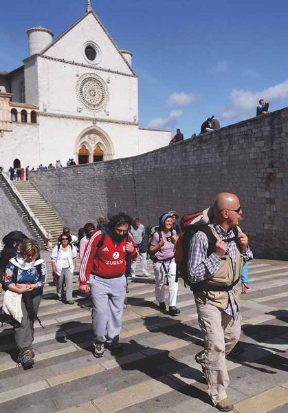 Pilgrims’ departure from Assisi