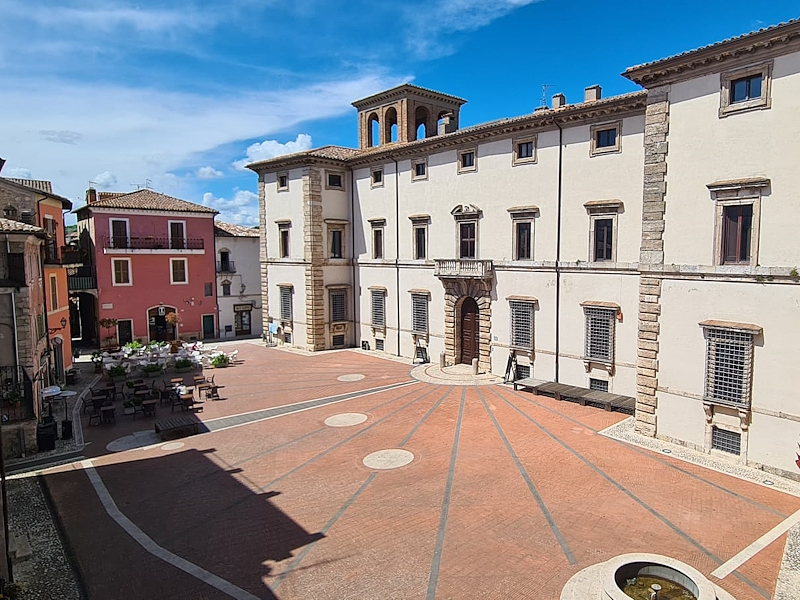 Cesi Palace overlooking the square in the historic centre of Acquasparta.
